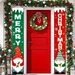 Christmas Decorations Porch Yard Sign, Hanging Christmas Flag Garden Door
